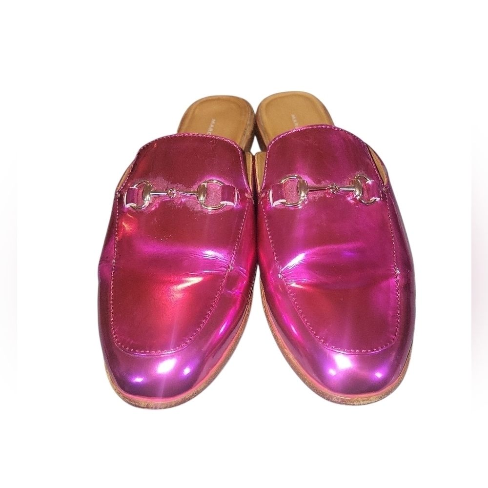 Marc Nolan Women's Del Sol High Gloss Hot Pink Patent Horsebit Loafer Mule 10